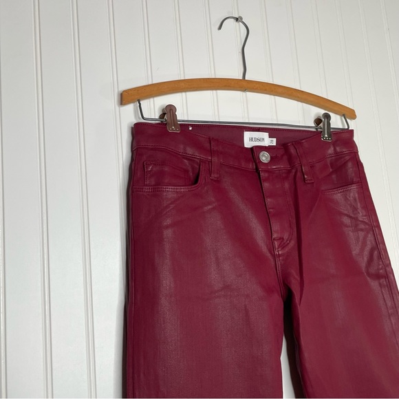 HUDSON Natalie Bordeaux Coated Super Skinny Ankle Jeans - Picture 4 of 7